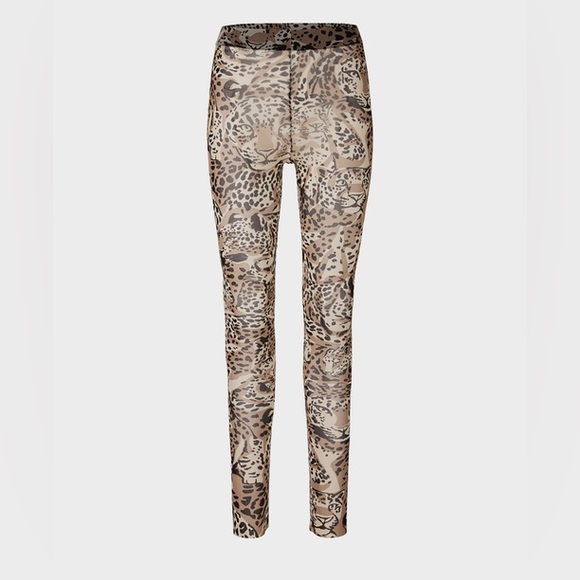 Marc Cain Pants - MARC CAIN Leopard Print Sheer Leggings NWOT